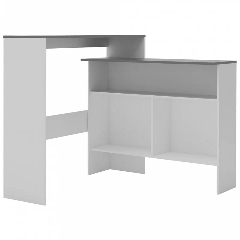 Tavolo Da Bar A 2 Livelli Bianco E Grigio 130x40x120 Cm 2 Tavolo Da Bar A 2 Livelli Bianco E Grigio 130x40x120 Cm - immagine 2