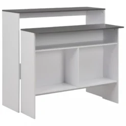 Tavolo Da Bar A 2 Livelli Bianco E Grigio 130x40x120 Cm