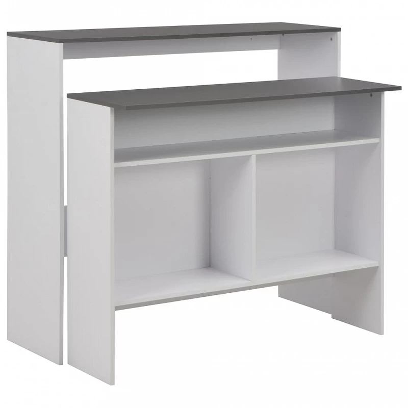 Tavolo Da Bar A 2 Livelli Bianco E Grigio 130x40x120 Cm 1 Tavolo Da Bar A 2 Livelli Bianco E Grigio 130x40x120 Cm