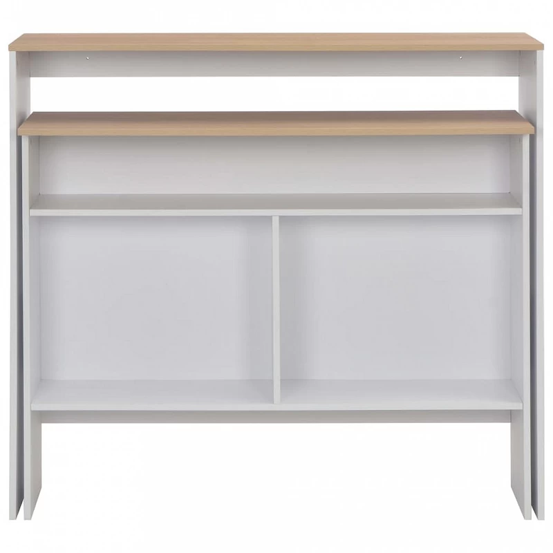 Tavolo Da Bar A 2 Livelli Bianco E Rovere 130x40x120 Cm 4 Tavolo Da Bar A 2 Livelli Bianco E Rovere 130x40x120 Cm - immagine 4