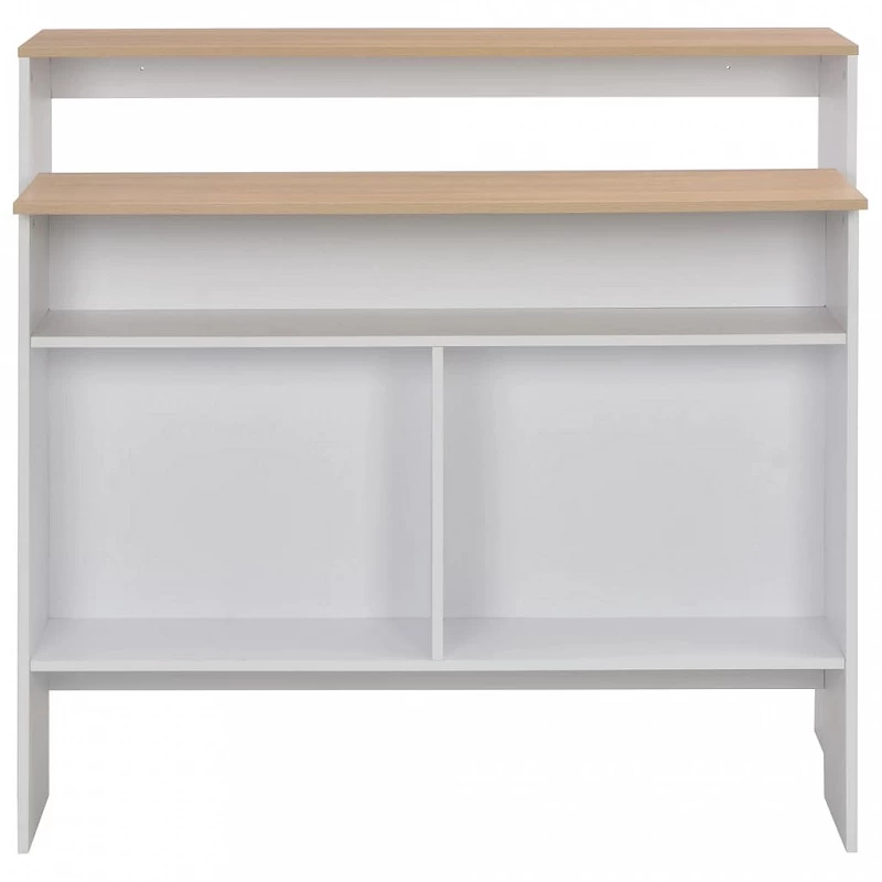 Tavolo Da Bar A 2 Livelli Bianco E Rovere 130x40x120 Cm 5 Tavolo Da Bar A 2 Livelli Bianco E Rovere 130x40x120 Cm - immagine 5