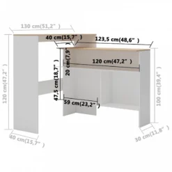 Tavolo Da Bar A 2 Livelli Bianco E Rovere 130x40x120 Cm 17 Tavolo Da Bar A 2 Livelli Bianco E Rovere 130x40x120 Cm -Garden Home tavolo da bar a 2 livelli bianco e rovere 130x40x120 cm 8