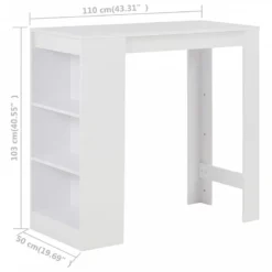 Tavolo Da Bar Con Ripiano Bianco 110x50x103 Cm -Garden Home tavolo da bar con ripiano bianco 110x50x103 cm 5