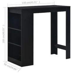 Tavolo Da Bar Con Ripiano Nero 110x50x103 Cm 11 Tavolo Da Bar Con Ripiano Nero 110x50x103 Cm -Garden Home tavolo da bar con ripiano nero 110x50x103 cm 5