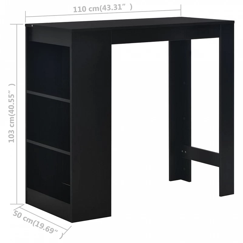 Tavolo Da Bar Con Ripiano Nero 110x50x103 Cm 6 Tavolo Da Bar Con Ripiano Nero 110x50x103 Cm - immagine 6