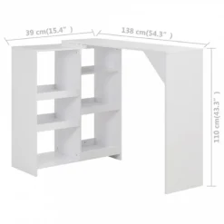 Tavolo Da Bar Con Scaffale Mobile Bianco 138x39x110 Cm -Garden Home tavolo da bar con scaffale mobile bianco 138x39x110 cm 5