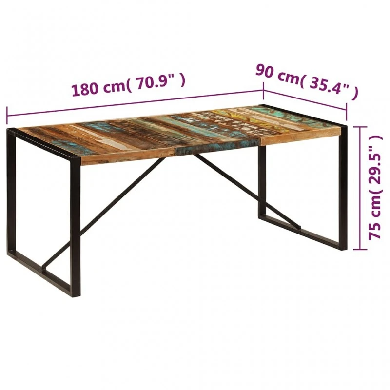 Tavolo Da Pranzo 180x90x75 Cm In Legno Massello Di Recupero 6 Tavolo Da Pranzo 180x90x75 Cm In Legno Massello Di Recupero - immagine 6