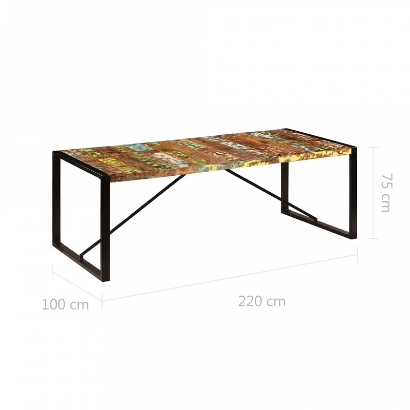 Tavolo Da Pranzo 220x100x75 Cm Legno Massello Di Recupero 6 Tavolo Da Pranzo 220x100x75 Cm Legno Massello Di Recupero - immagine 6