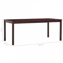 Tavolo Da Pranzo Marrone Scuro 180x90x73 Cm In Legno Di Pino -Garden Home tavolo da pranzo marrone scuro 180x90x73 cm in legno di pino 4