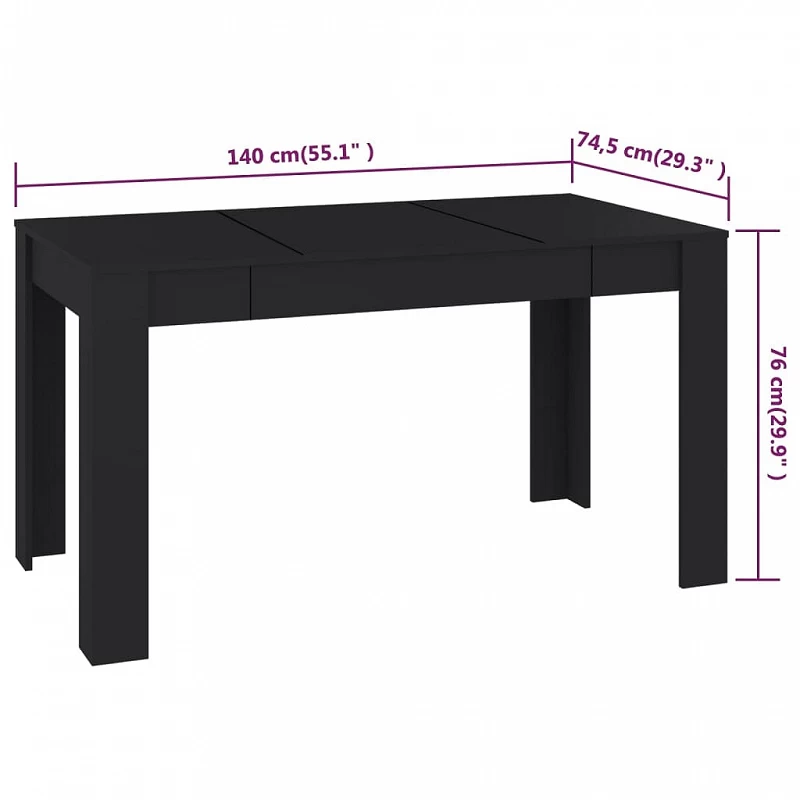 Tavolo Da Pranzo Nero 140x74,5x76 Cm In Truciolato 5 Tavolo Da Pranzo Nero 140x74,5x76 Cm In Truciolato - immagine 5