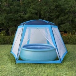 Tenda Per Piscina In Tessuto 590x520x250 Cm Blu