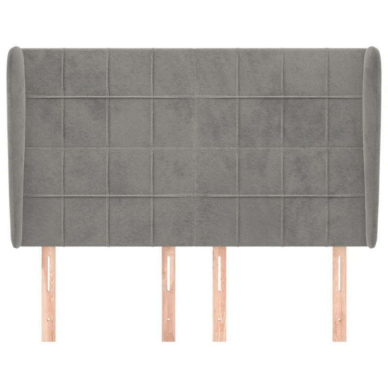 Testiera Ad Orecchio Grigio Chiaro 147x23x118/128 Cm In Velluto 3 Testiera Ad Orecchio Grigio Chiaro 147x23x118/128 Cm In Velluto - immagine 3