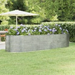 Vaso Giardino Acciaio Verniciato A Polvere 322x100x68cm Argento