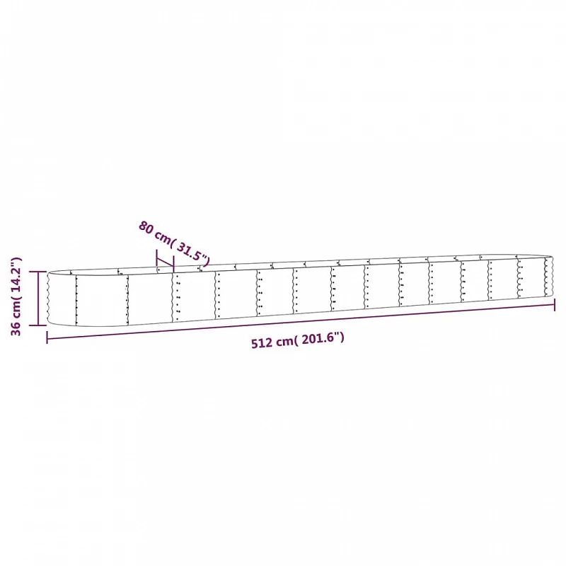 Vaso Giardino Acciaio Verniciato A Polvere 512x80x36 Cm Grigio 6 Vaso Giardino Acciaio Verniciato A Polvere 512x80x36 Cm Grigio - immagine 6